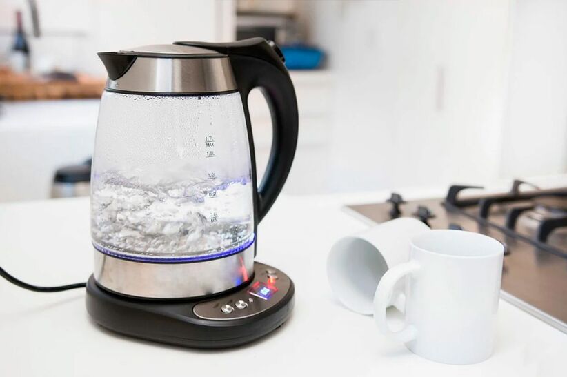 Electric kettle with the required amount of water